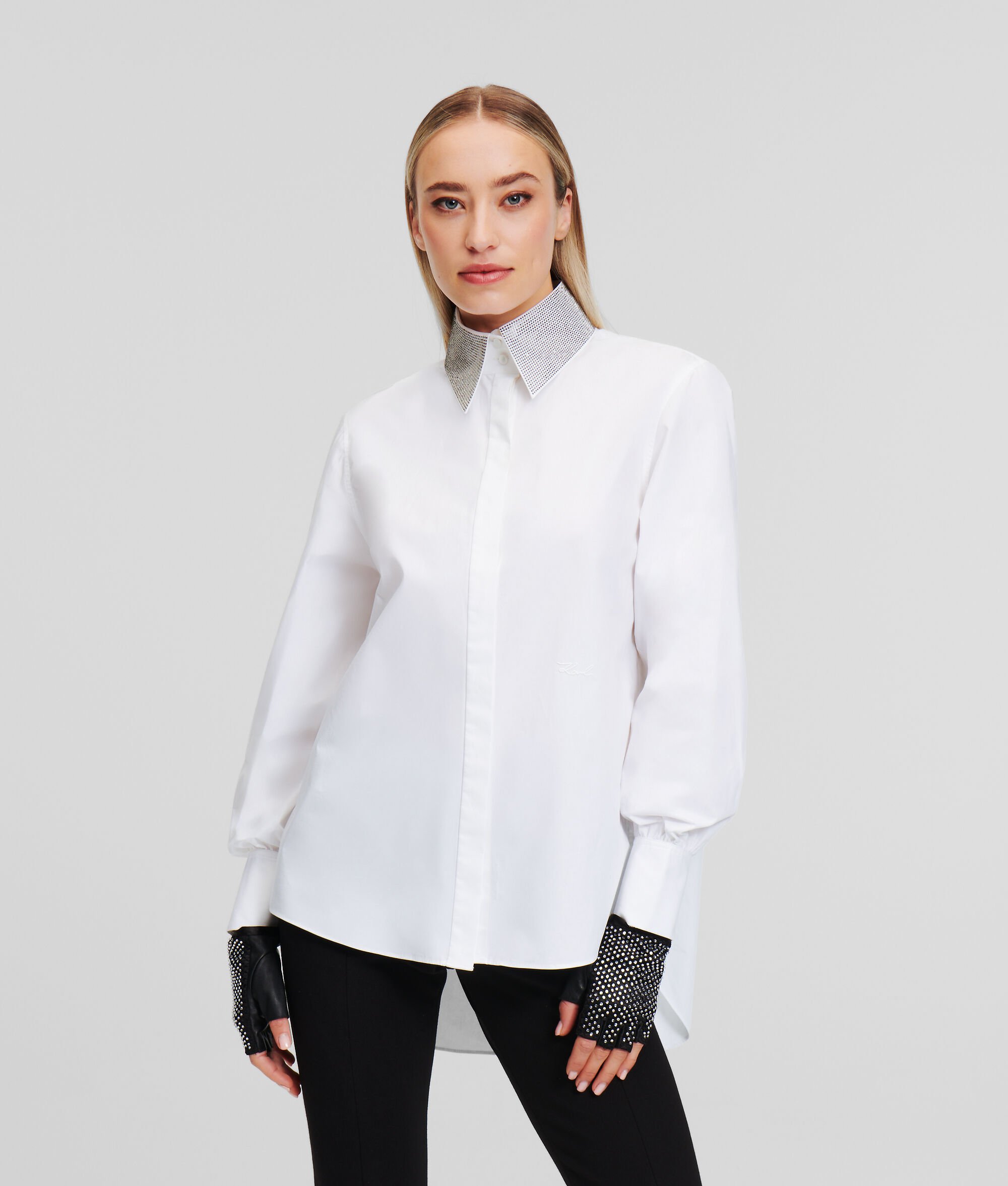 (image for) Outstanding Karl Essentials Rhinestone Collar Shirt